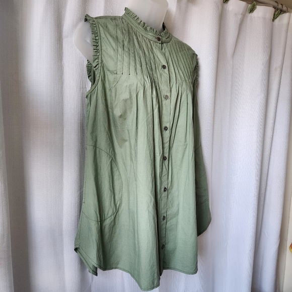 New Free People Sleeveless Green Button-Up Top Size S - Picture 5 of 7